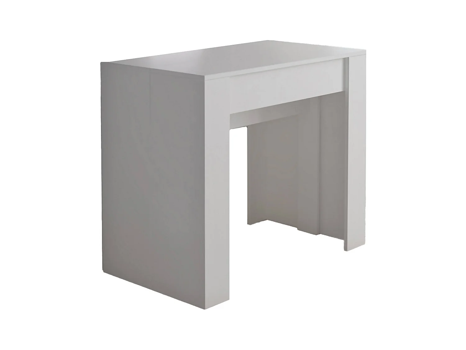 Console 0, Uitschuifbare eettafel tot 10 zitplaatsen, Moderne console met verlengstukken, 90x52h78 cm, Wit