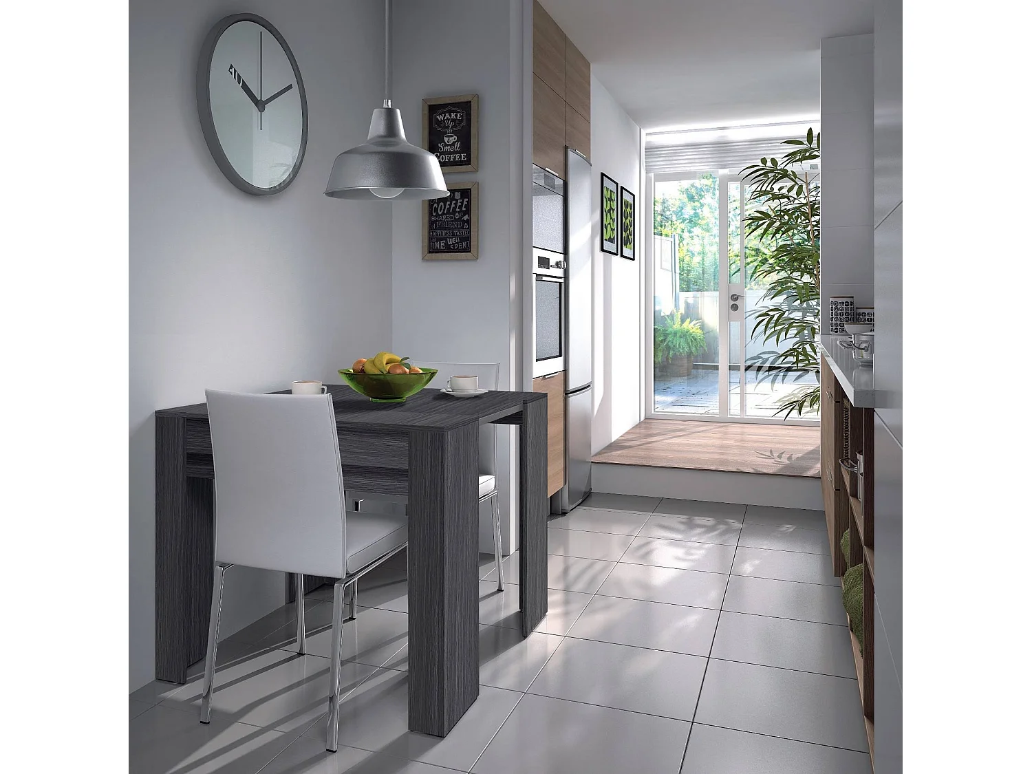 Console Diluna, Table à manger extensible, Table avec rallonges polyvalentes extensible jusqu'à 10 places, 51/237x90h78 cm, Gris cendré