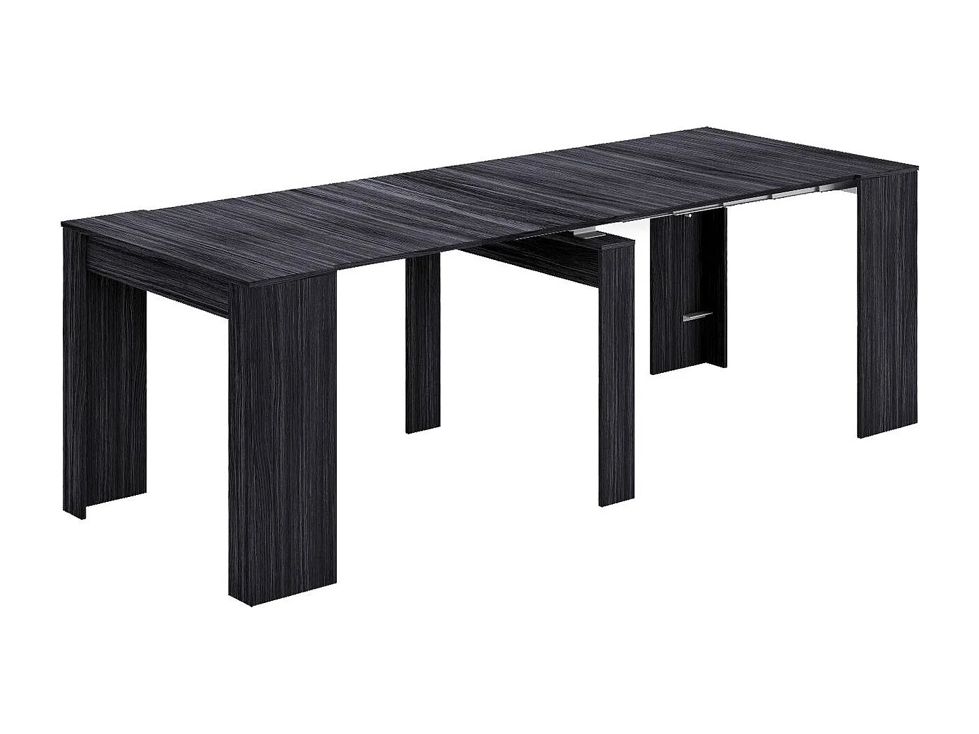 Console Diluna, Table à manger extensible, Table avec rallonges polyvalentes extensible jusqu'à 10 places, 51/237x90h78 cm, Gris cendré