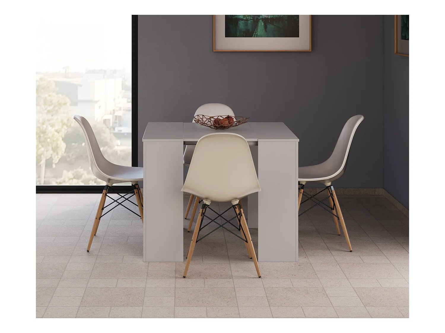 Console Diluna, Table à manger extensible, Table avec rallonges polyvalentes extensible jusqu'à 10 places, 51/237x90h78 cm, Blanc Brillant