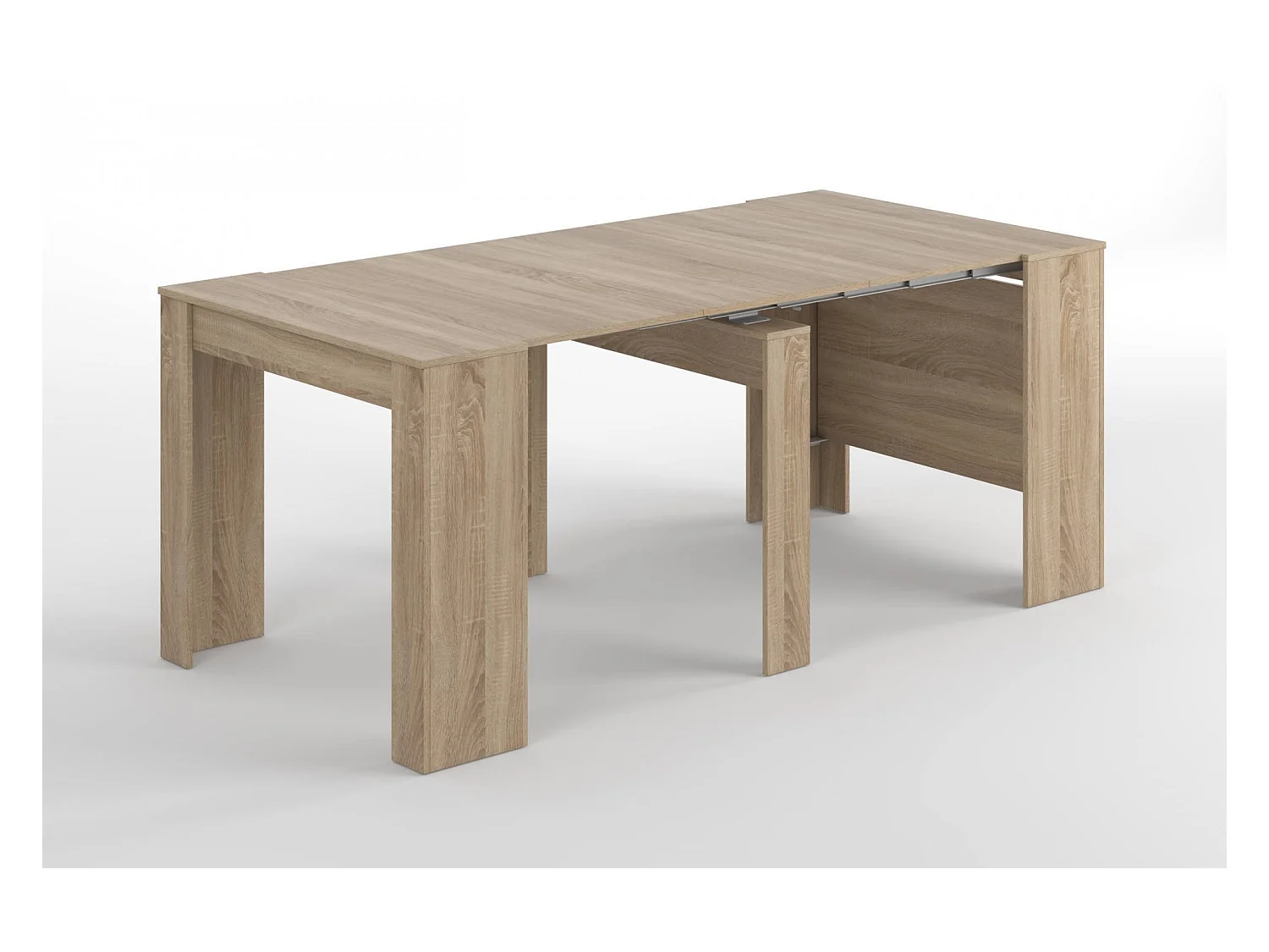 Consola Diluna, Mesa de comedor extensible, Mesa con extensiones multiusos que se puede extender hasta 10 asientos, 51/237x90h78 cm, Roble