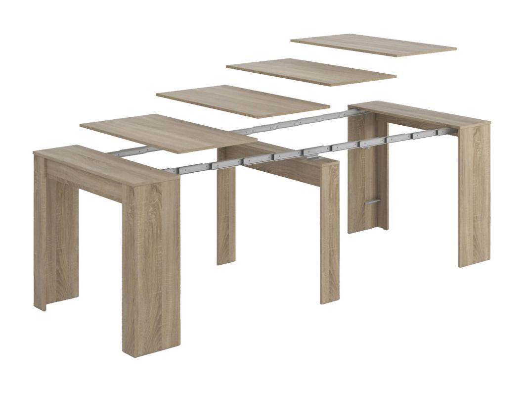 Diluna console, Uitschuifbare eettafel, Tafel met multifunctionele verlengstukken uitschuifbaar tot 10 zitplaatsen, 51/237x90h78 cm, Eiken