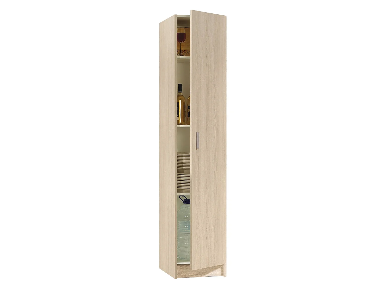Armoire polyvalente Dibels, Armoire auxiliaire avec 1 porte, Armoire à chaussures avec étagères, Étagère à chaussures vertical\, 37x37h180 cm, Chêne