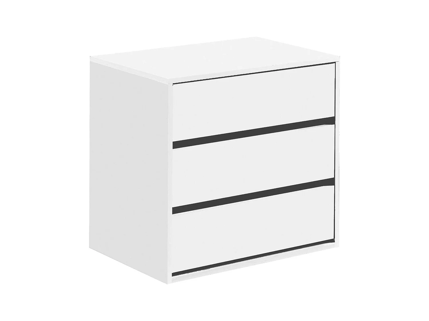 Cómoda Dkutl, Cajonera con 3 cajones, Cajonera baja para interior de armario, semanario moderno, 60x44h57 cm, Blanco