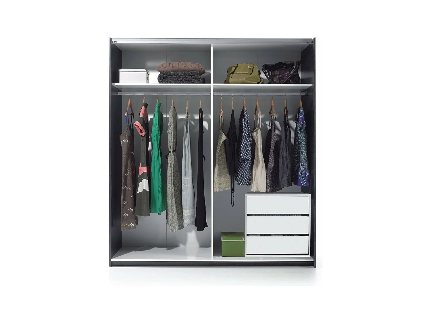 Cómoda Dkutl, Cajonera con 3 cajones, Cajonera baja para interior de armario, semanario moderno, 60x44h57 cm, Blanco