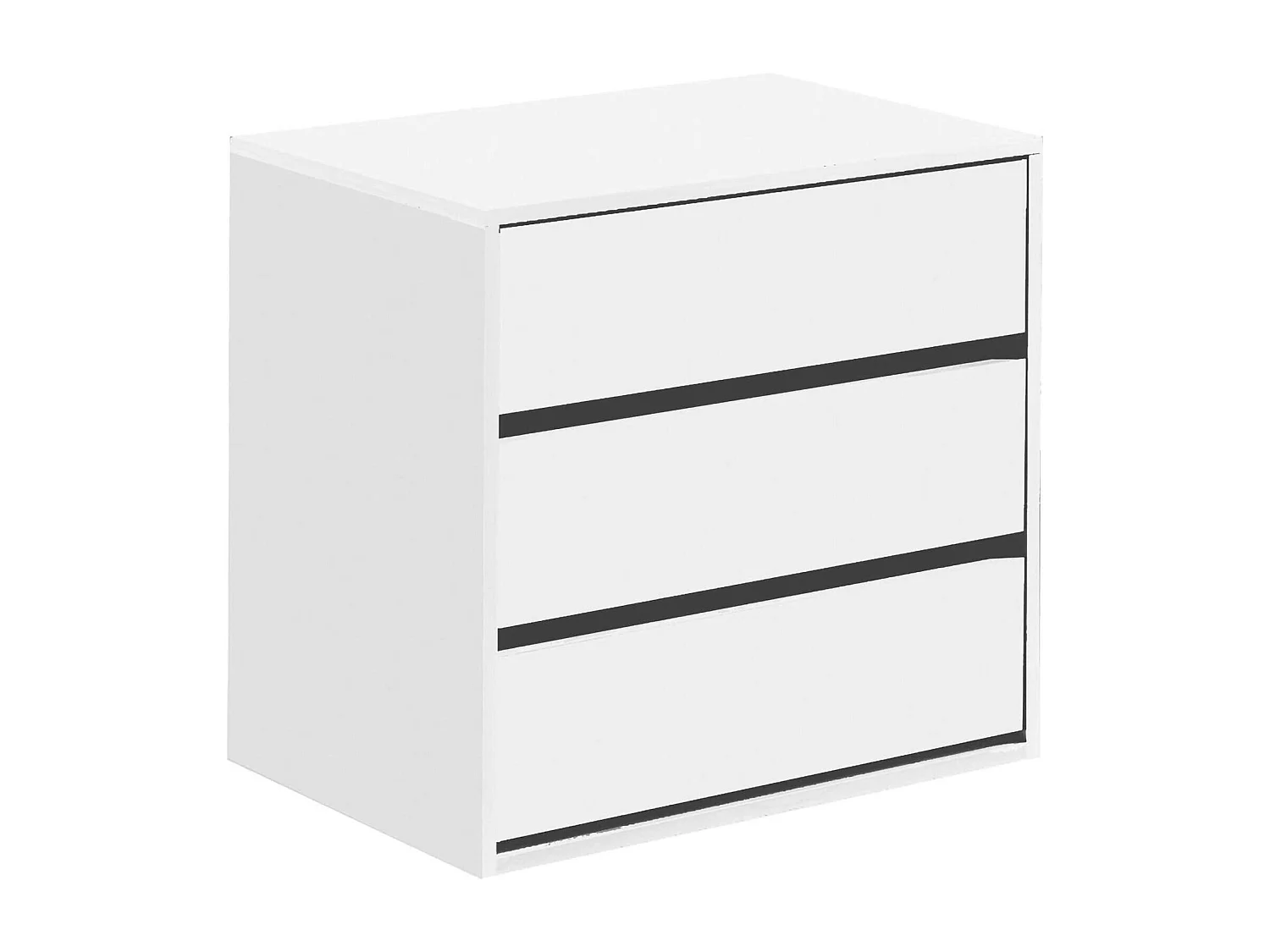 Commode Dkutl, Commode avec 3 tiroirs, Commode basse pour intérieurs de garde-robe, Commode moderne, 60x44h57 cm, Blanc