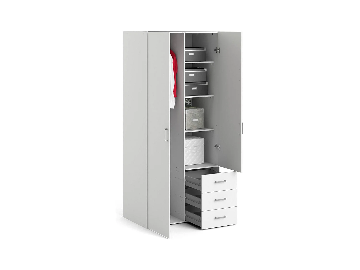 Dmora - Guardaroba 2 ante Arci, 77x49 h175 cm, Bianco