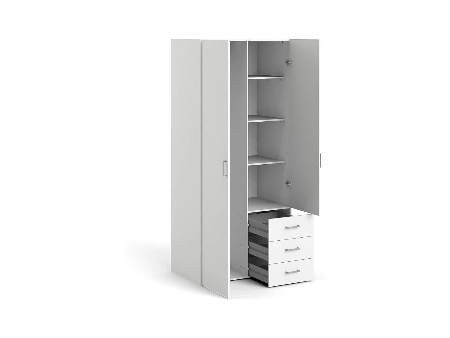 Dmora - Guardaroba 2 ante Arci, 77x49 h175 cm, Bianco