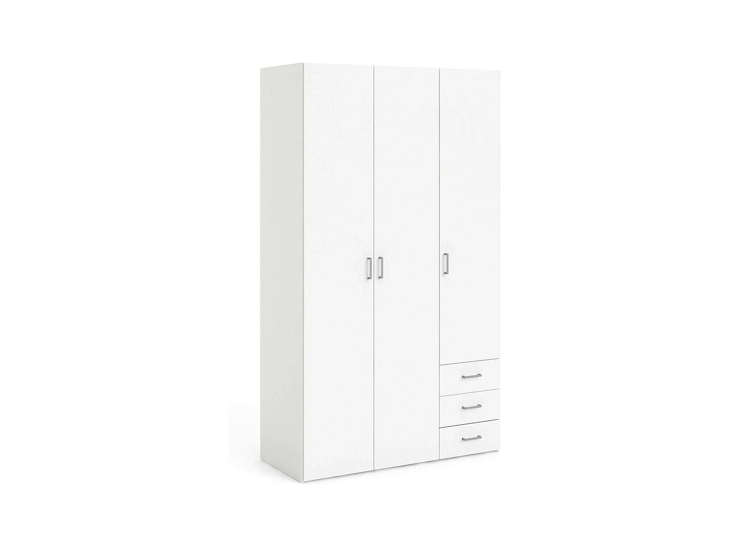 Armoire à trois portes et trois tiroirs, couleur blanche, Dimensions 115 x 200 x 49 cm