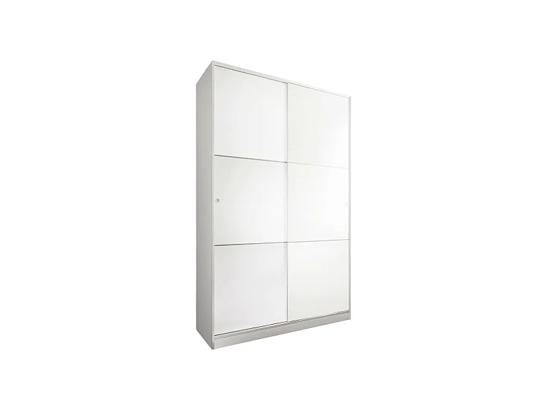 Garderobe Dnoce, Schlafzimmer Kleiderschrank mit 2 Schiebetüren, Schrank mit 4 Einlegeböden und Kleiderstange, 120x50h200 cm, Weiß