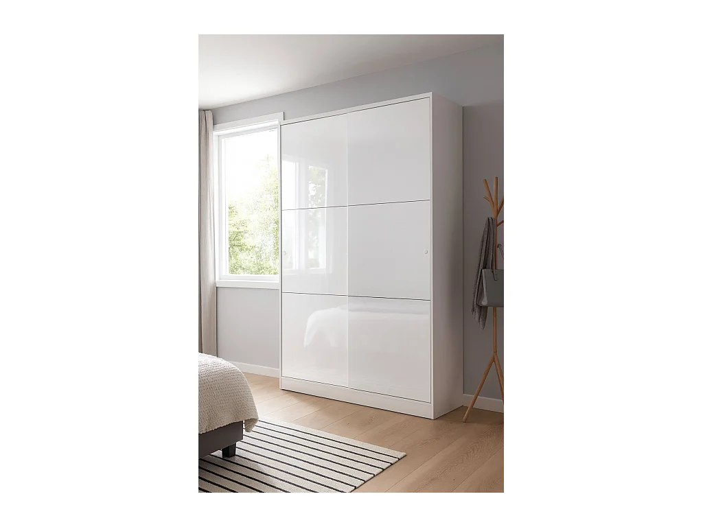 Dnoce Armoire, Armoire de Chambre avec 2 Portes coulissantes, Armoire avec 4 étagères et Tringle à vêtements, 120x50h200 cm, Blanc