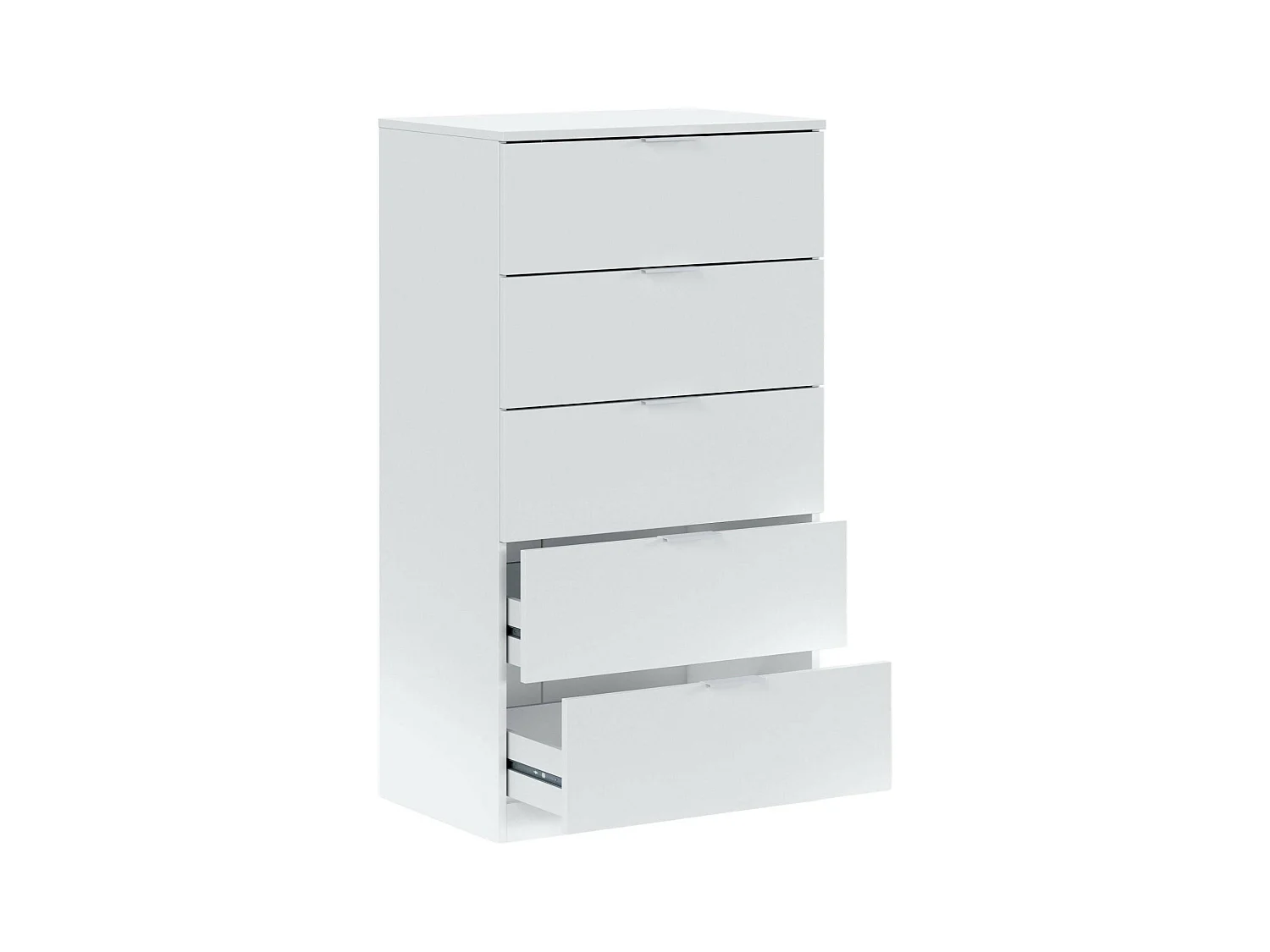 Commode Dhvali, Commode 5 tiroirs, Commode pour chambre à coucher, Commode moderne, 60x40h110 cm, Blanc