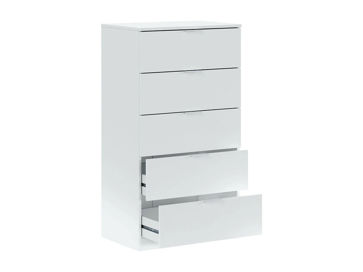 Commode Dhvali, Commode 5 tiroirs, Commode pour chambre à coucher, Commode moderne, 60x40h110 cm, Blanc