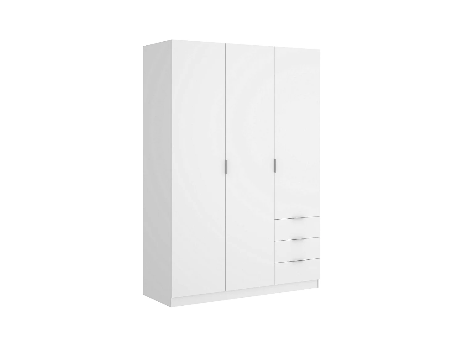 Armoire Dbarro, Cintre pour chambre à coucher, Armoire avec 3 portes battantes et 3 tiroirs, 121x52h184 cm, Blanc
