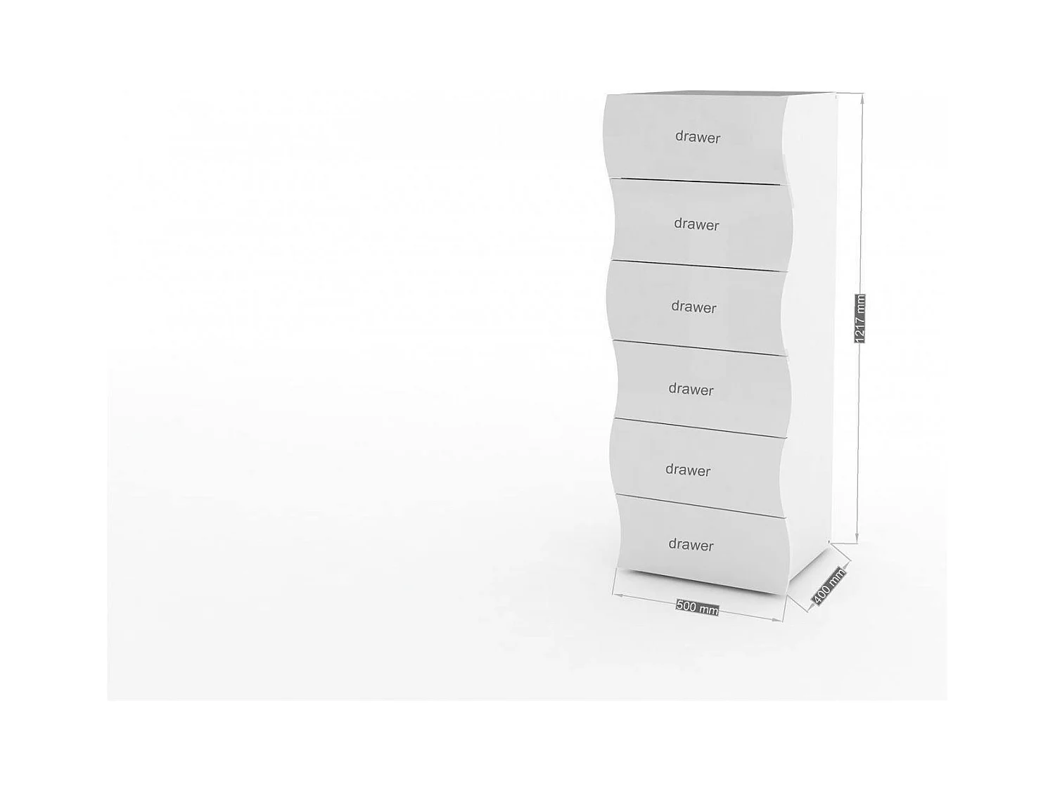 Commode Dhaa, Commode 6 tiroirs, Commode de chambre, 100% Made in Italy, 50x40h122 cm, Blanc brillant