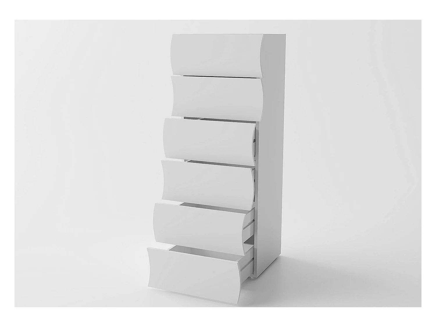 Commode Dhaa, Commode 6 tiroirs, Commode de chambre, 100% Made in Italy, 50x40h122 cm, Blanc brillant