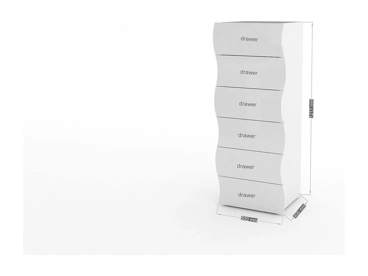 Commode Dhaa, Commode 6 tiroirs, Commode de chambre, 100% Made in Italy, 50x40h122 cm, Blanc brillant