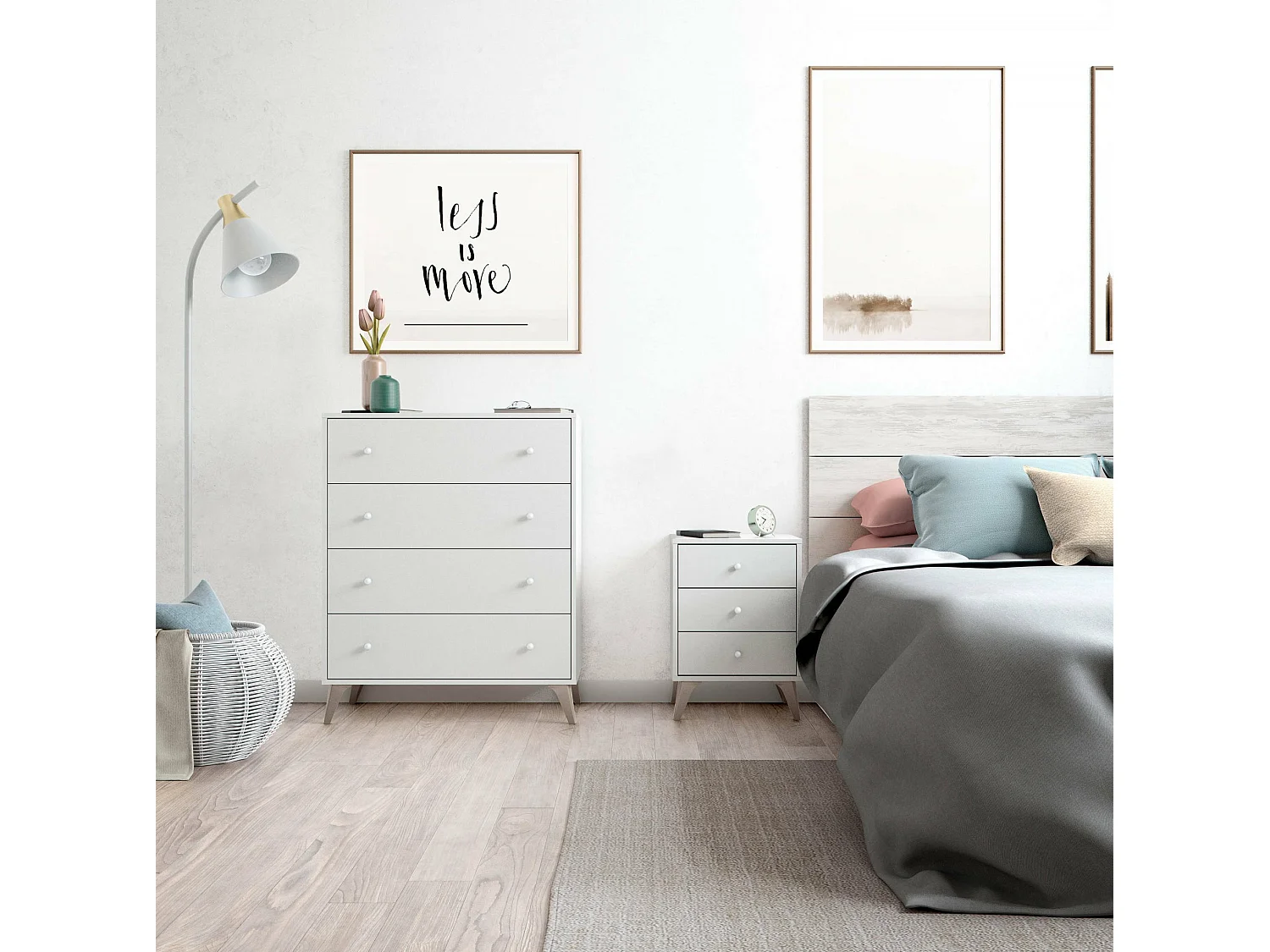 Commode Dcarus, commode 4 tiroirs, Commode pour la chambre, Commode moderne, 78x40h95 cm, Blanc