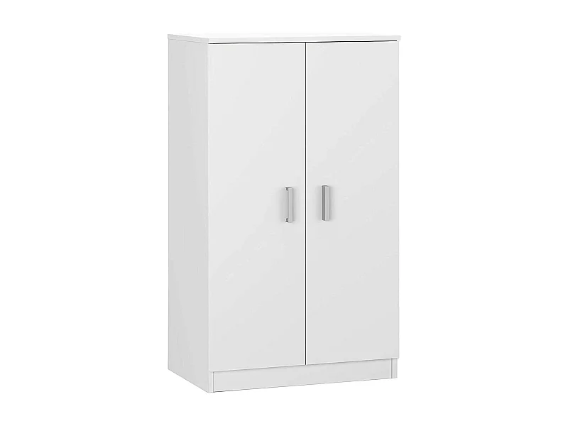 Mehrzweck-Kabinett Dlazar, Schuhschrank mit 2 Türen, Niedriger Schrank mit 6 Einlegeböden, Modernes niedriges Schuhregal, 75x36h101 cm, Weiß