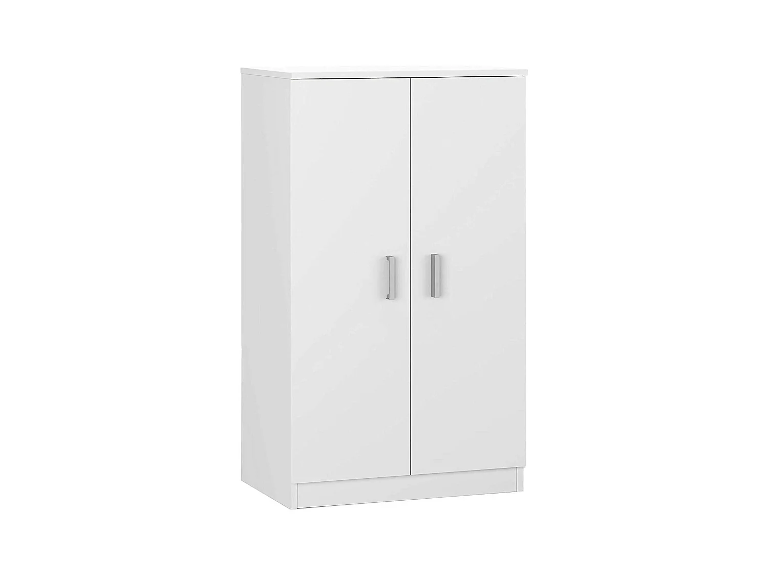 Mehrzweck-Kabinett Dlazar, Schuhschrank mit 2 Türen, Niedriger Schrank mit 6 Einlegeböden, Modernes niedriges Schuhregal, 75x36h101 cm, Weiß