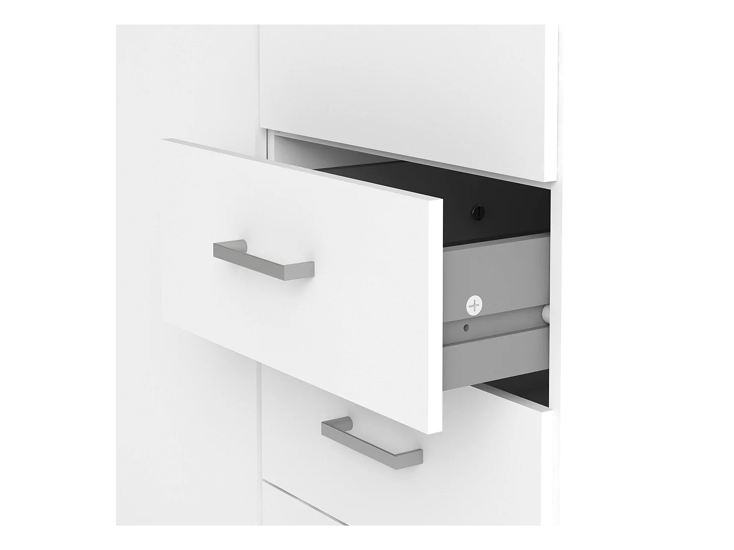 Armoire à deux portes et trois tiroirs, couleur blanche, Dimensions 77 x 200 x 49,5 cm