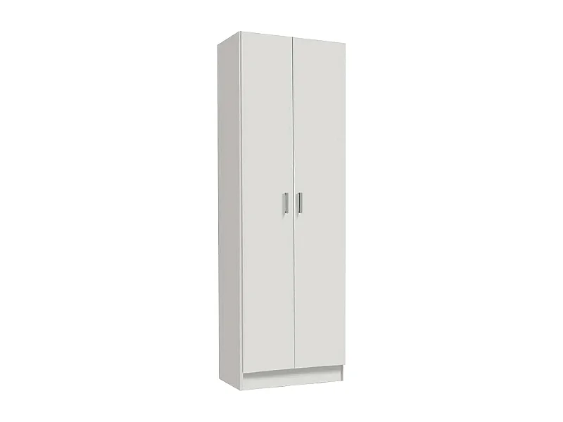 Armoire polyvalente Dmarra, Armoire auxiliaire avec 2 portes, Étagère à chaussures avec 3 étagères, Étagère à chaussures haute moderne, 59x37h180 cm, Blanc