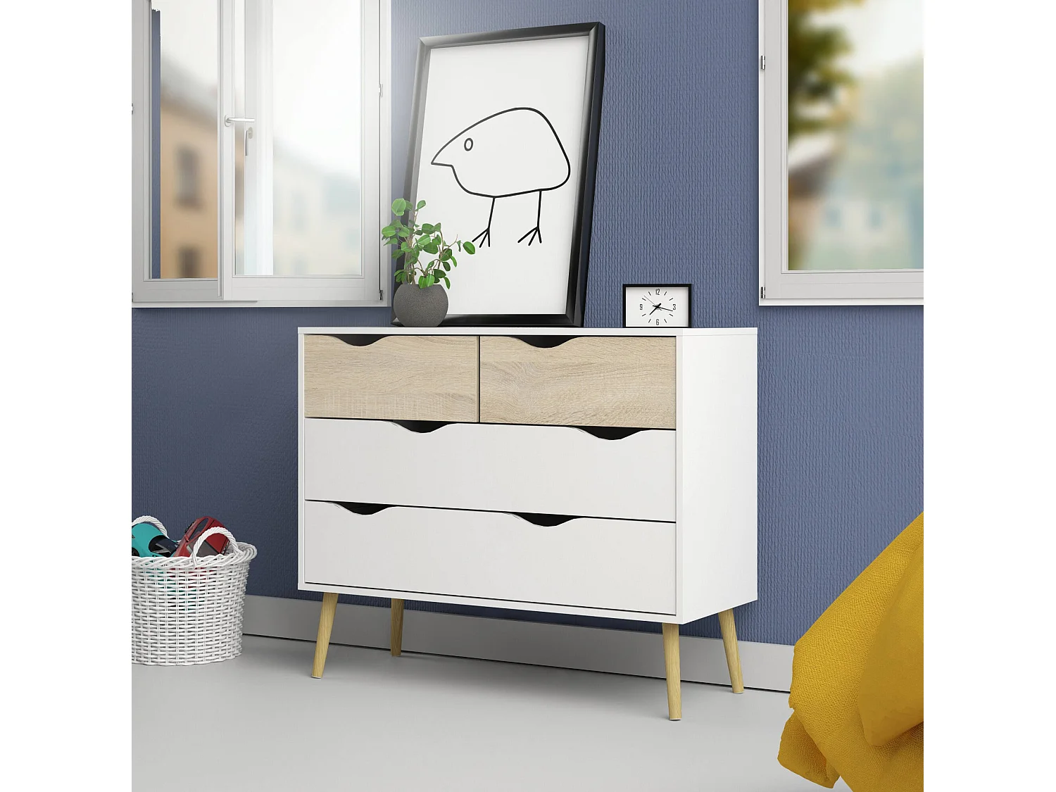 Cassettiera Azir, 4 Cassetti, 39x98x81h cm Bianco