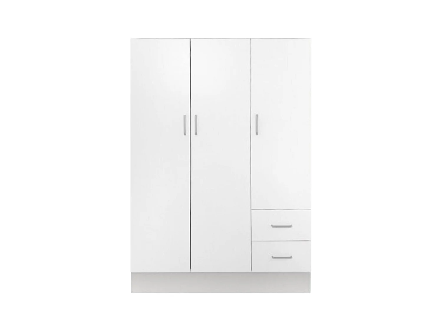 Kledingkast 0, Moderne kledingkast met 3 draaideuren 2 lades, Lineair slaapkamermeubel met kleerhangerbuis, 120x50h170 cm, Wit
