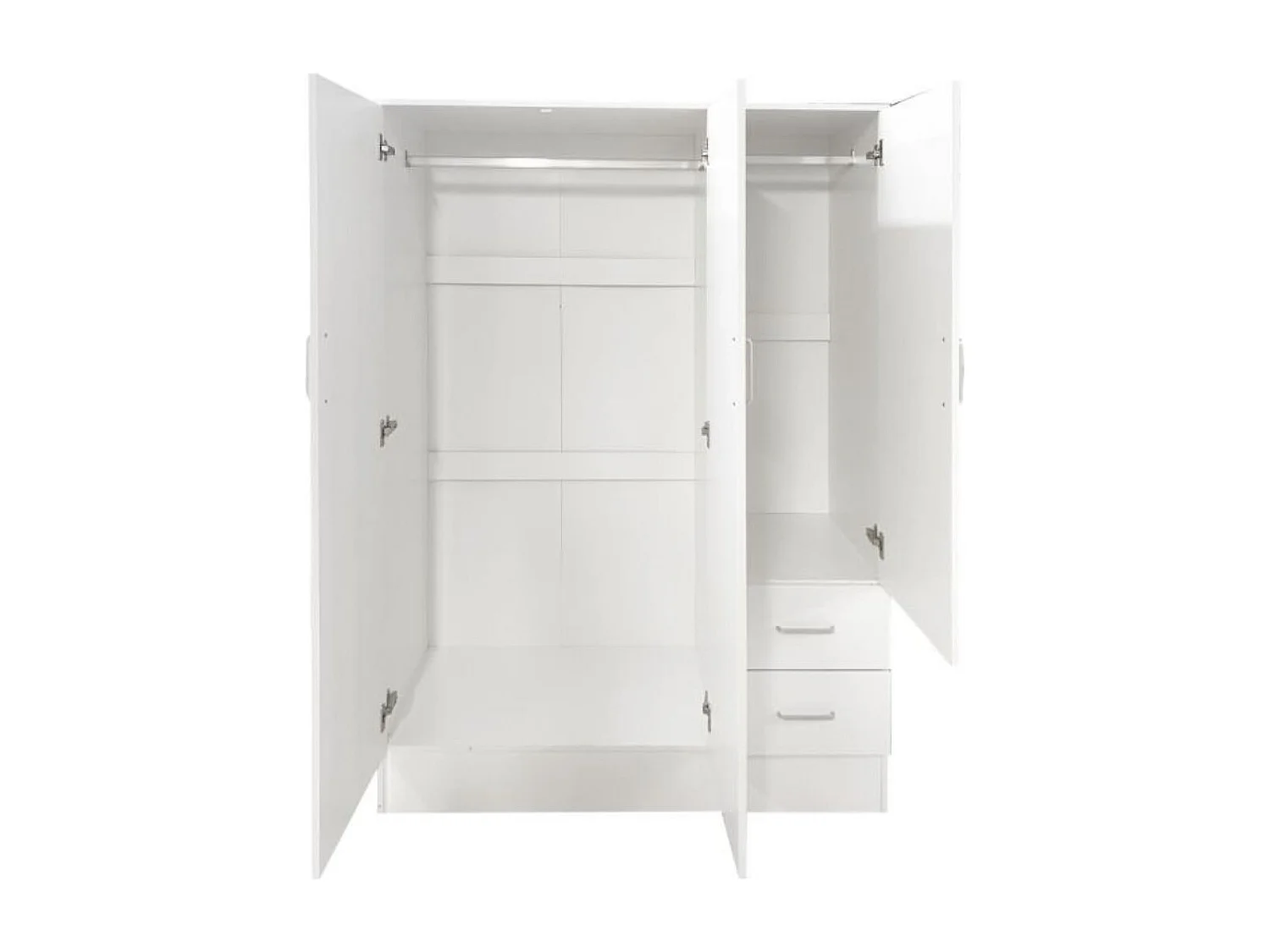 Garde-robe 3 portes Dpavese, Mobilier de chambre, Dressing fermé, Armoire à vêtements avec 3 portes et 2 tiroirs, 120x50h170 cm, Blanc