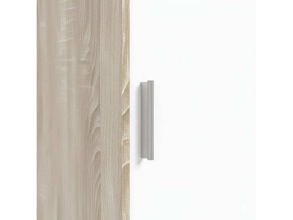 Armoire Dnoce, Armoire de chambre avec 2 portes coulissantes, Armoire avec 3 étagères et tringle à vêtements, 120x50h200 cm, Chêne et Blanc