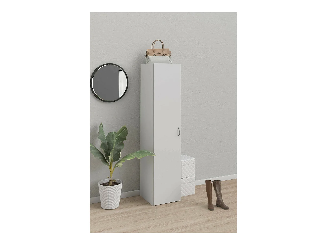 Dmora - Armadio multiuso 1 anta Am, 39x41 h175 cm, Bianco