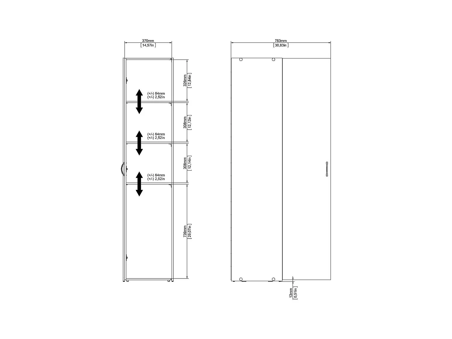 Dmora - Armadio multiuso 1 anta Am, 39x41 h175 cm, Bianco