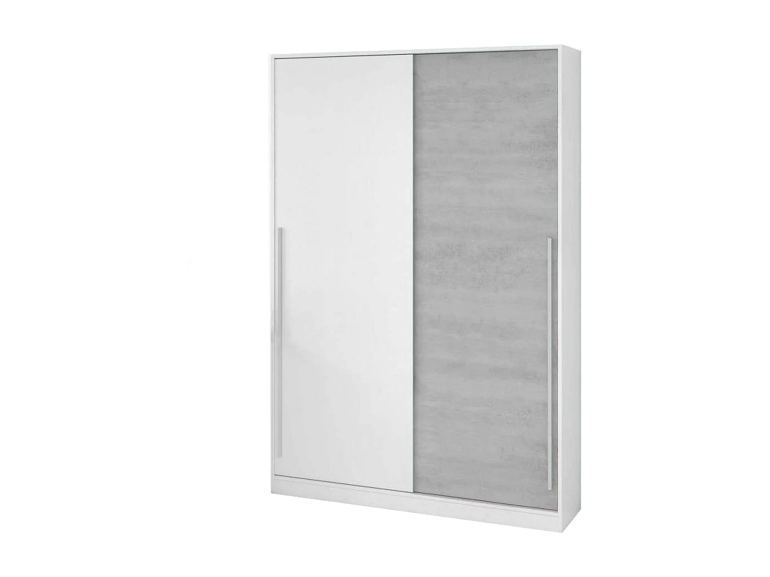 Dcelesi Armoire, Armoire de Chambre avec 2 portes coulissantes, Armoire avec tringle à vêtements et 3 étagères, 120x50h200 cm, Ciment et Blanc