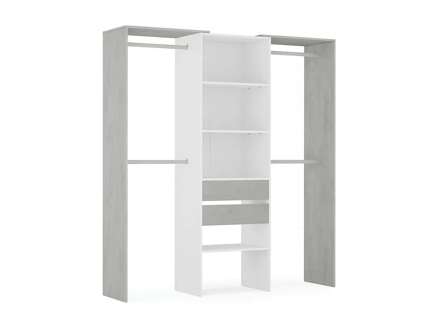 Dmora - Guardaroba grande Amico, 179x50h202 cm, Bianco e Cemento