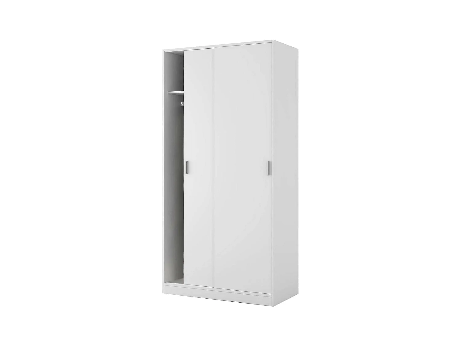 Dagnan Armoire, Armoire de Chambre avec 2 portes coulissantes, Armoire avec étagère et tringle à vêtements, 100x50h200 cm, Blanc