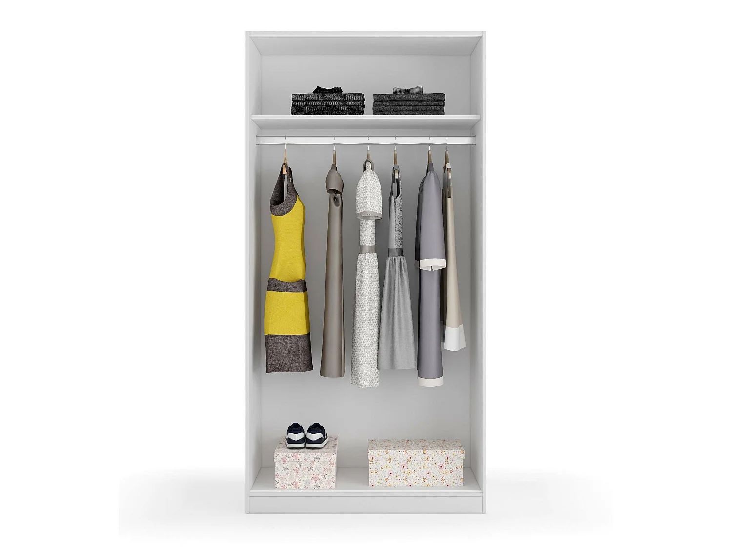 Dagnan Armoire, Armoire de Chambre avec 2 portes coulissantes, Armoire avec étagère et tringle à vêtements, 100x50h200 cm, Blanc