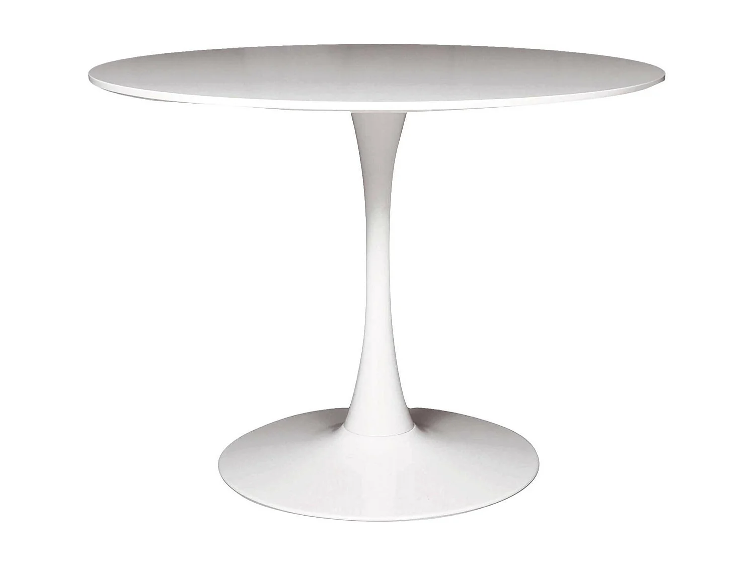 Vaste tafel 0, Ronde multifunctionele salontafel, Eettafel met metalen structuur en laminaatplank, 100xh75 cm, Wit