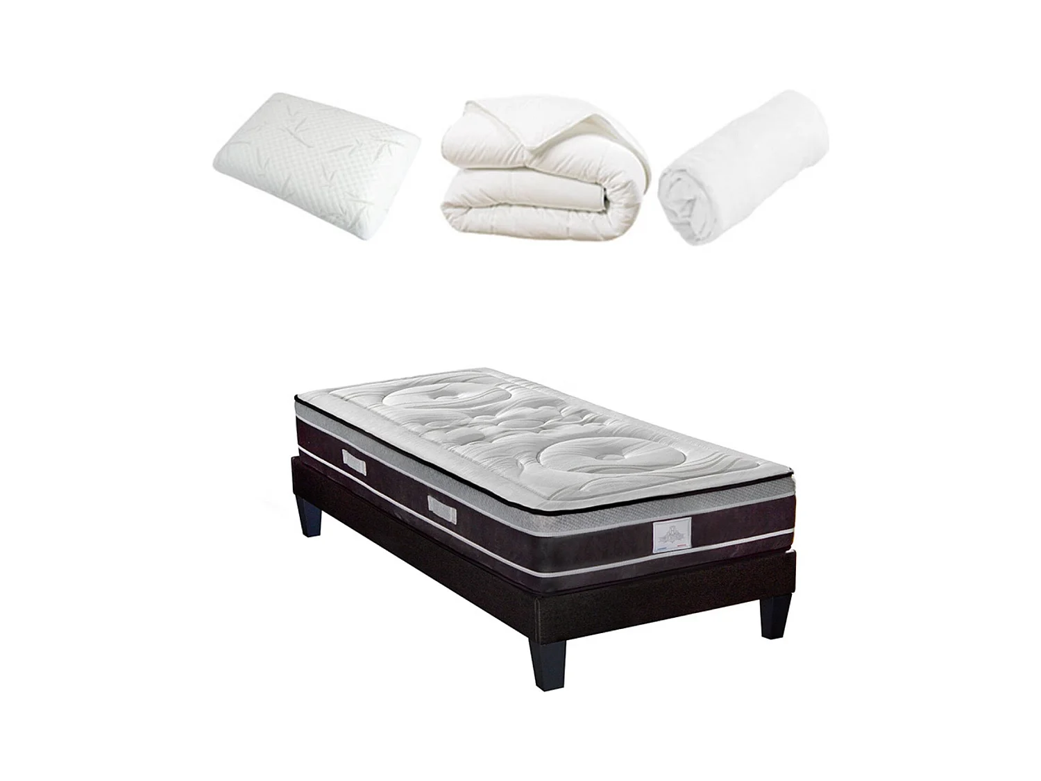 DIVIN - Matelas ressorts ensachés + sommier + accessoires