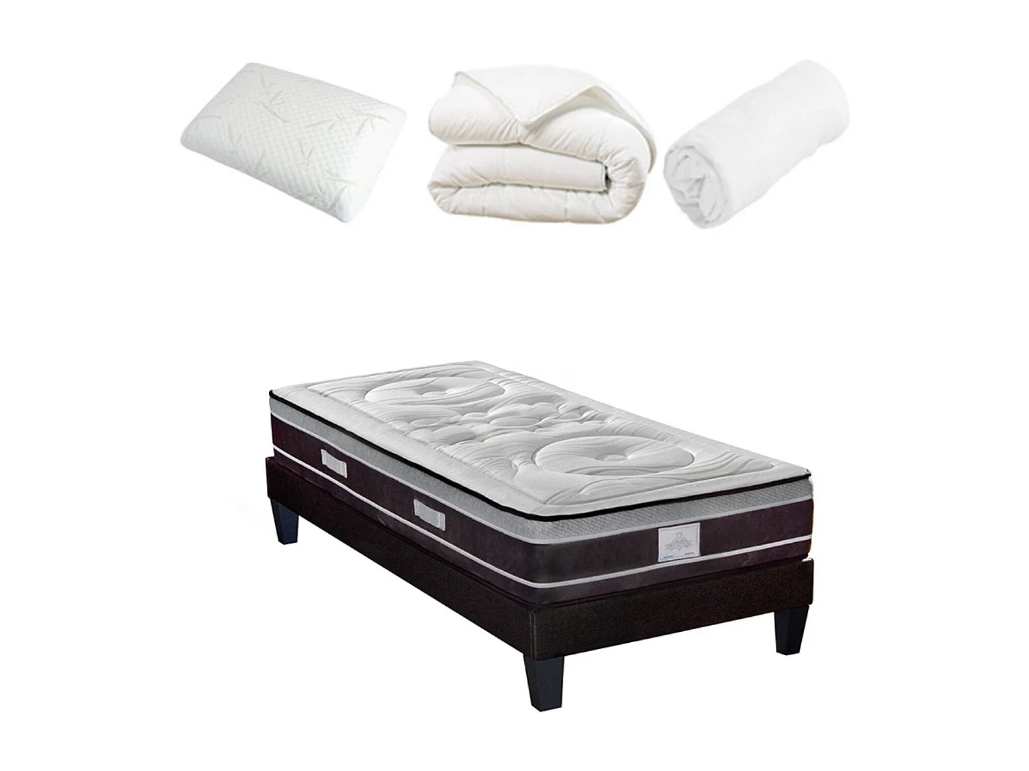 DIVIN - Matelas ressorts ensachés + sommier + accessoires
