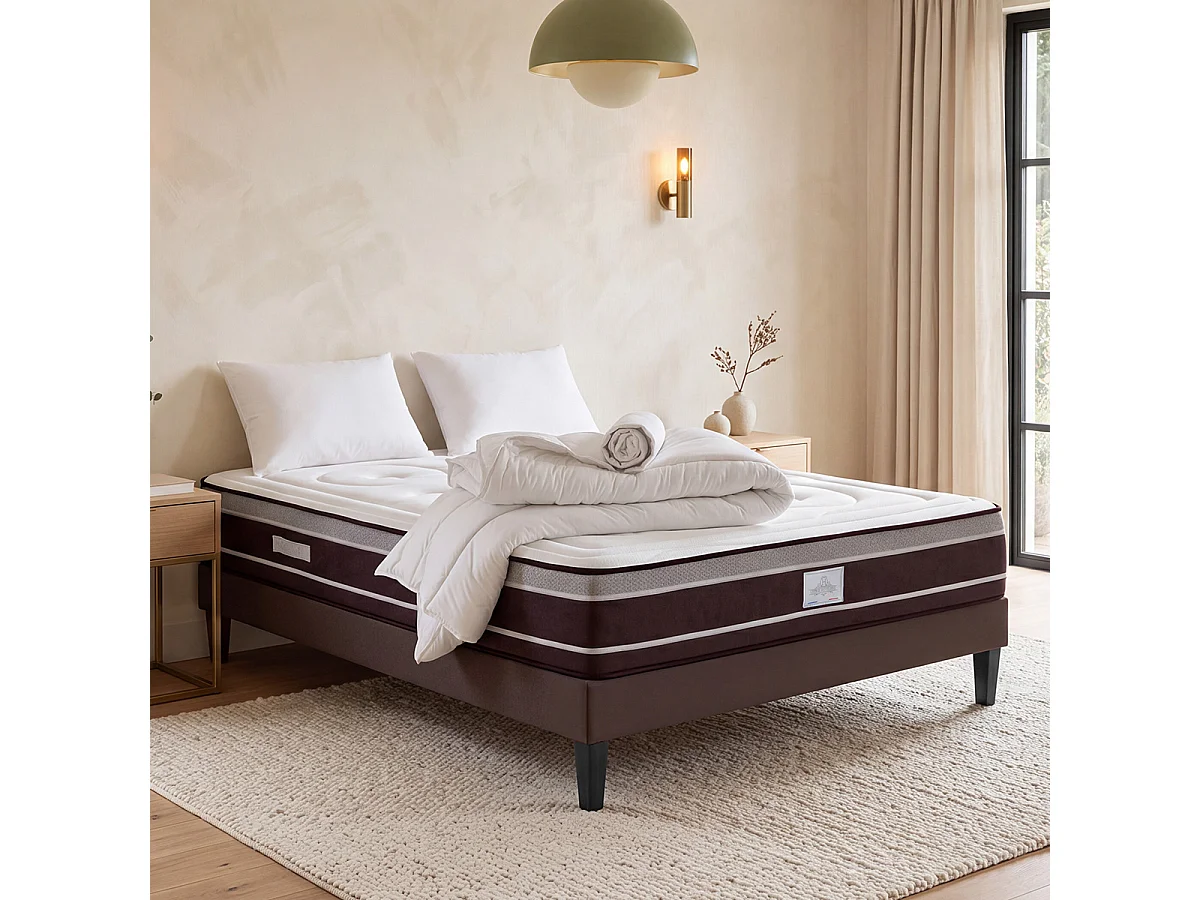 DIVIN - Matelas ressorts ensachés + sommier + accessoires