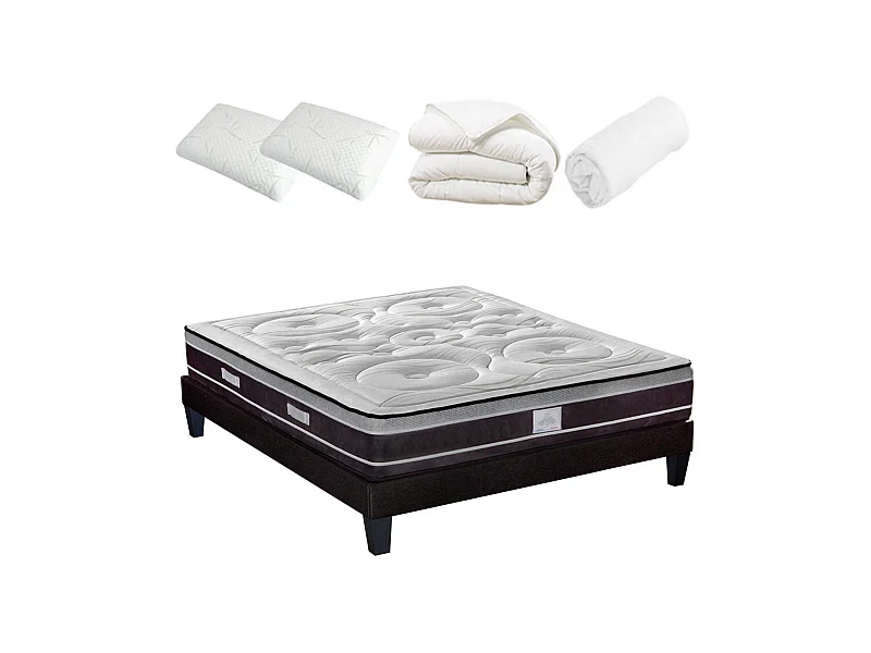 DIVIN - Matelas ressorts ensachés + sommier + accessoires