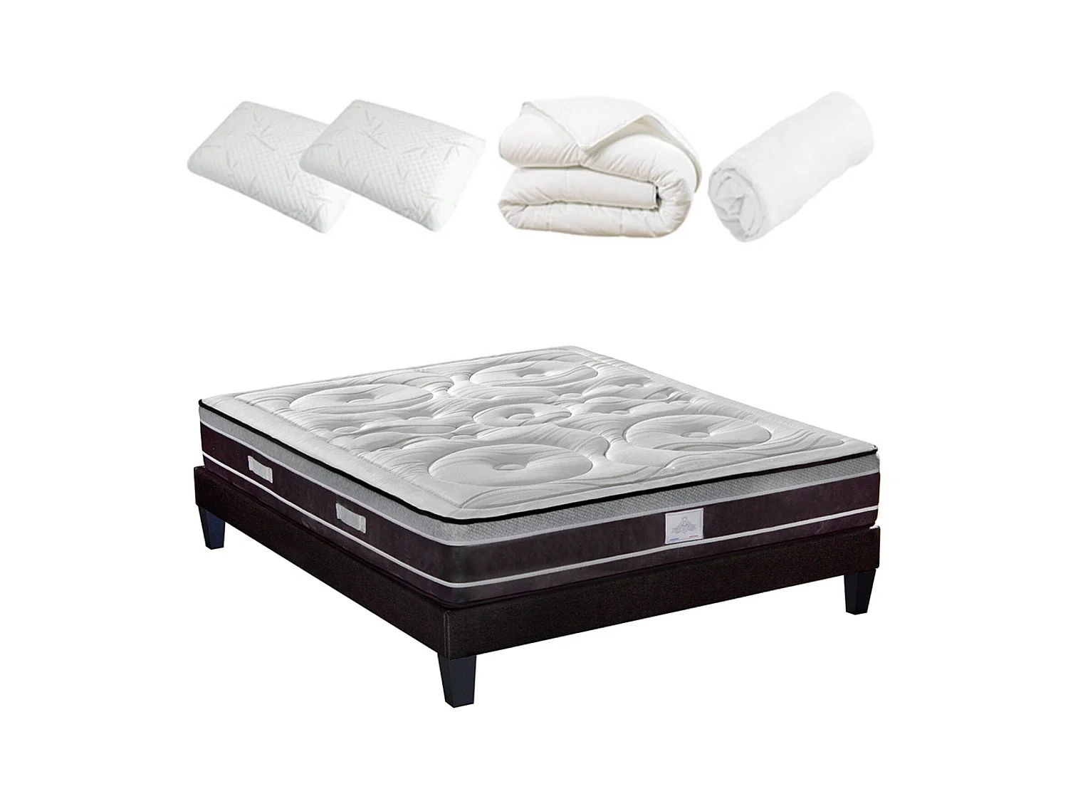 DIVIN - Matelas ressorts ensachés + sommier + accessoires