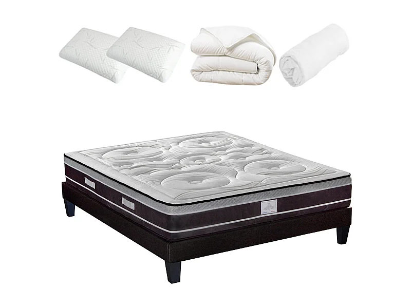 DIVIN - Matelas ressorts ensachés + sommier + accessoires