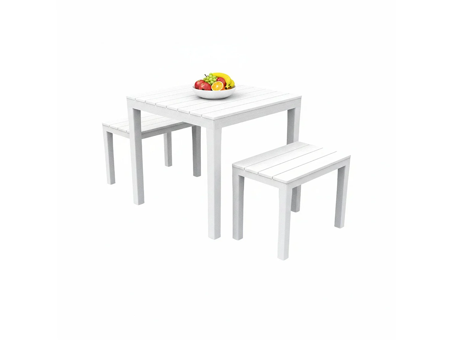 Dmora set Tuinmeubelen Moncalieri Wit 2 Zits met Tafel, Waterdichte Buitenlounge Made in Italy