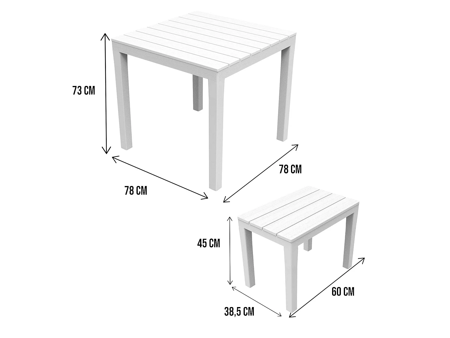 Dmora set Tuinmeubelen Moncalieri Wit 2 Zits met Tafel, Waterdichte Buitenlounge Made in Italy
