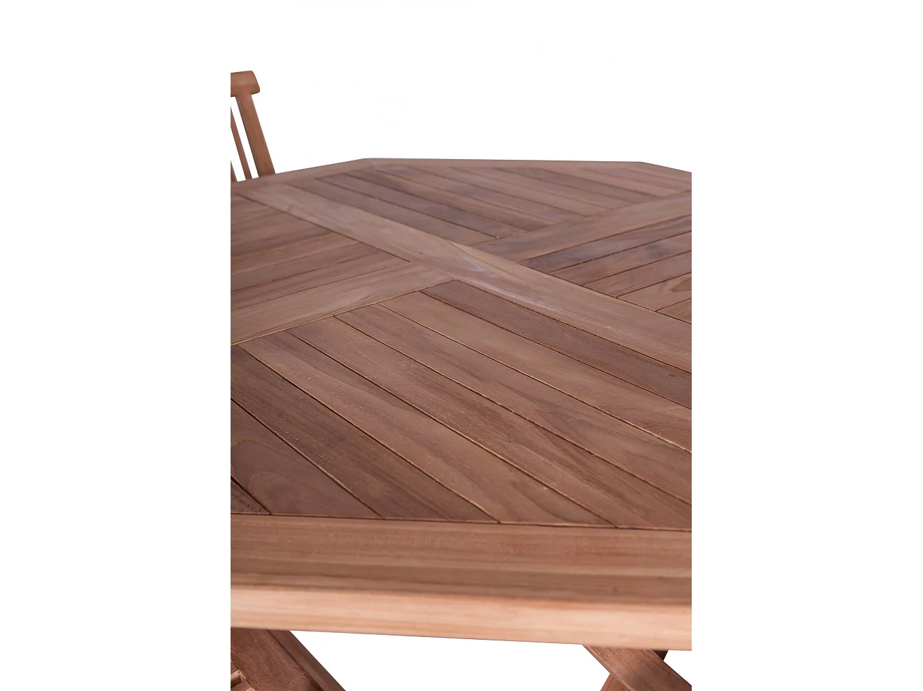 Conjunto de mesa e 4 cadeiras em madeira teca com mesa octogonal