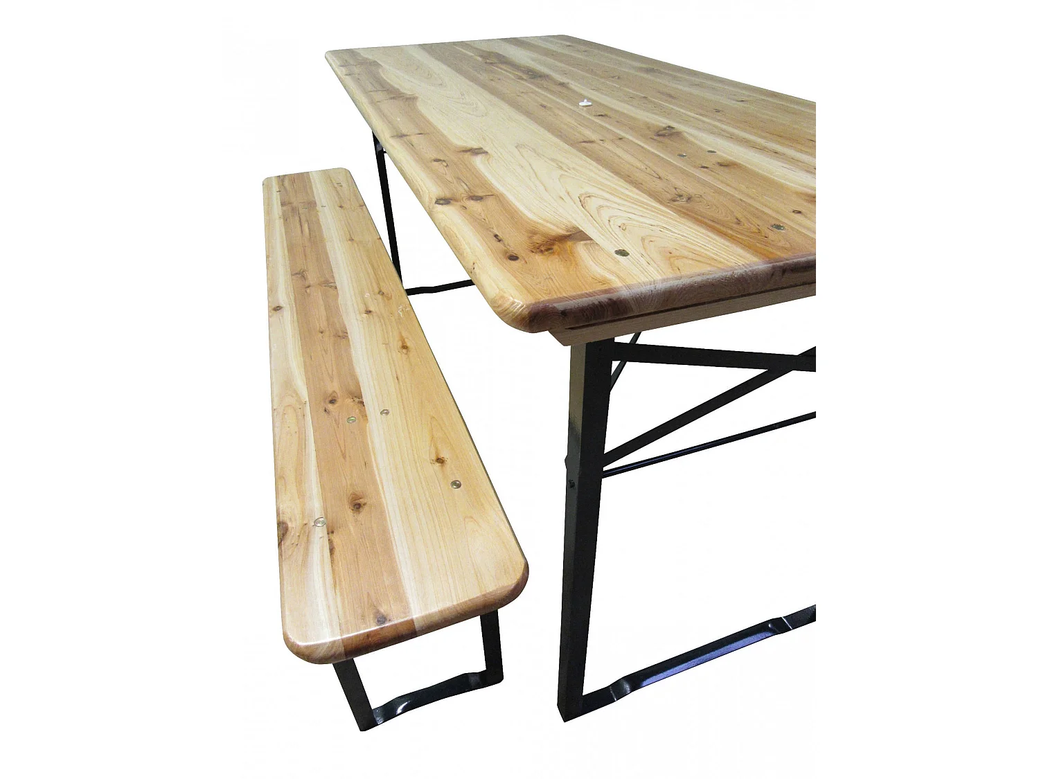 Set tavolo e panchine richiudibili da birreria, colore marrone, Misure tavolo 150 x 76 x 70 cm, Misure panca 150 x 44 x 25 cm