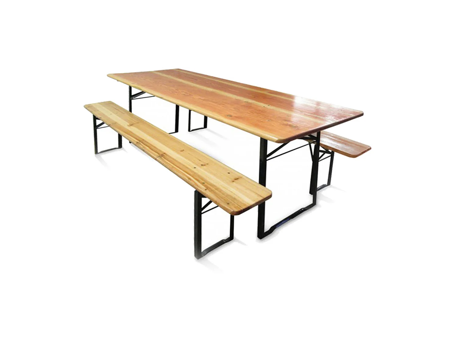 Conjunto de mesa e bancos dobráveis ​​para cervejaria, cor marrom, Medidas da mesa 220 x 76 x 80 cm, Medidas do banco 220 x 46 x 24 cm