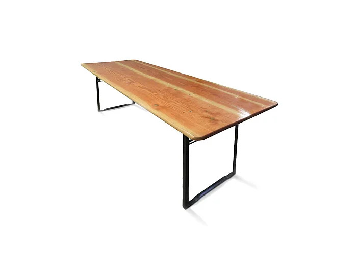 Conjunto de mesa e bancos dobráveis ​​para cervejaria, cor marrom, Medidas da mesa 220 x 76 x 80 cm, Medidas do banco 220 x 46 x 24 cm