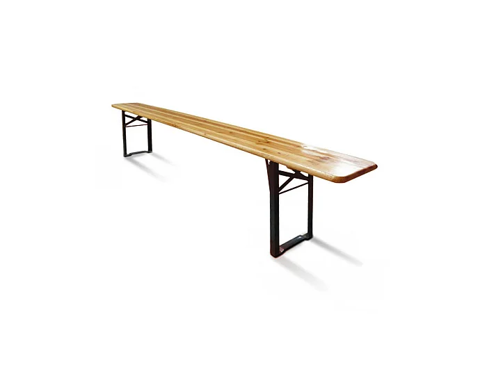 Conjunto de mesa e bancos dobráveis ​​para cervejaria, cor marrom, Medidas da mesa 220 x 76 x 80 cm, Medidas do banco 220 x 46 x 24 cm
